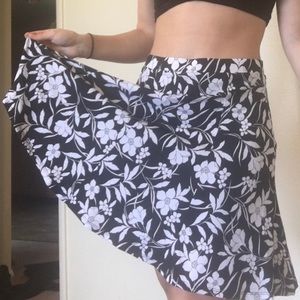 Black skirt with white flower print